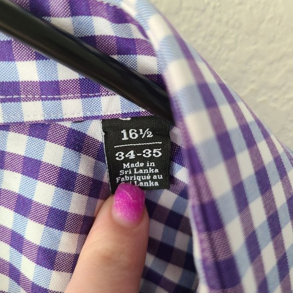 Nordstrom Men's Shop Trim Fit 100% Cotton Plaid Button-Up Shirt Size 16.5 - Picture 3 of 7